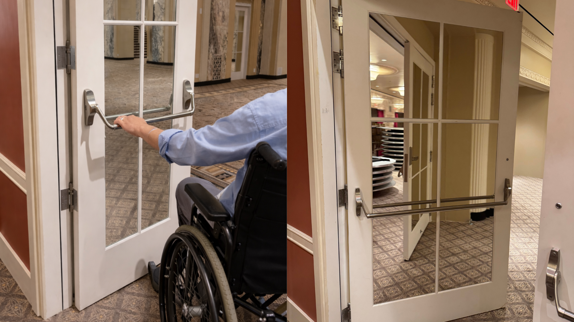 ADA commercial full lite door hinges