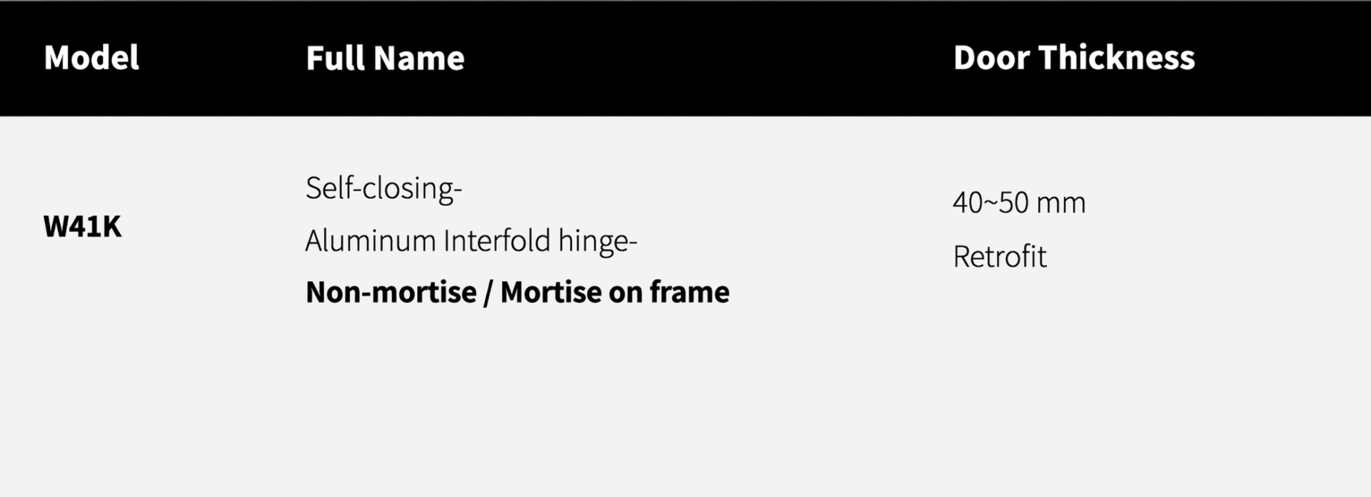 Aluminum Interfold Self Closing Hinge bifold door hinges