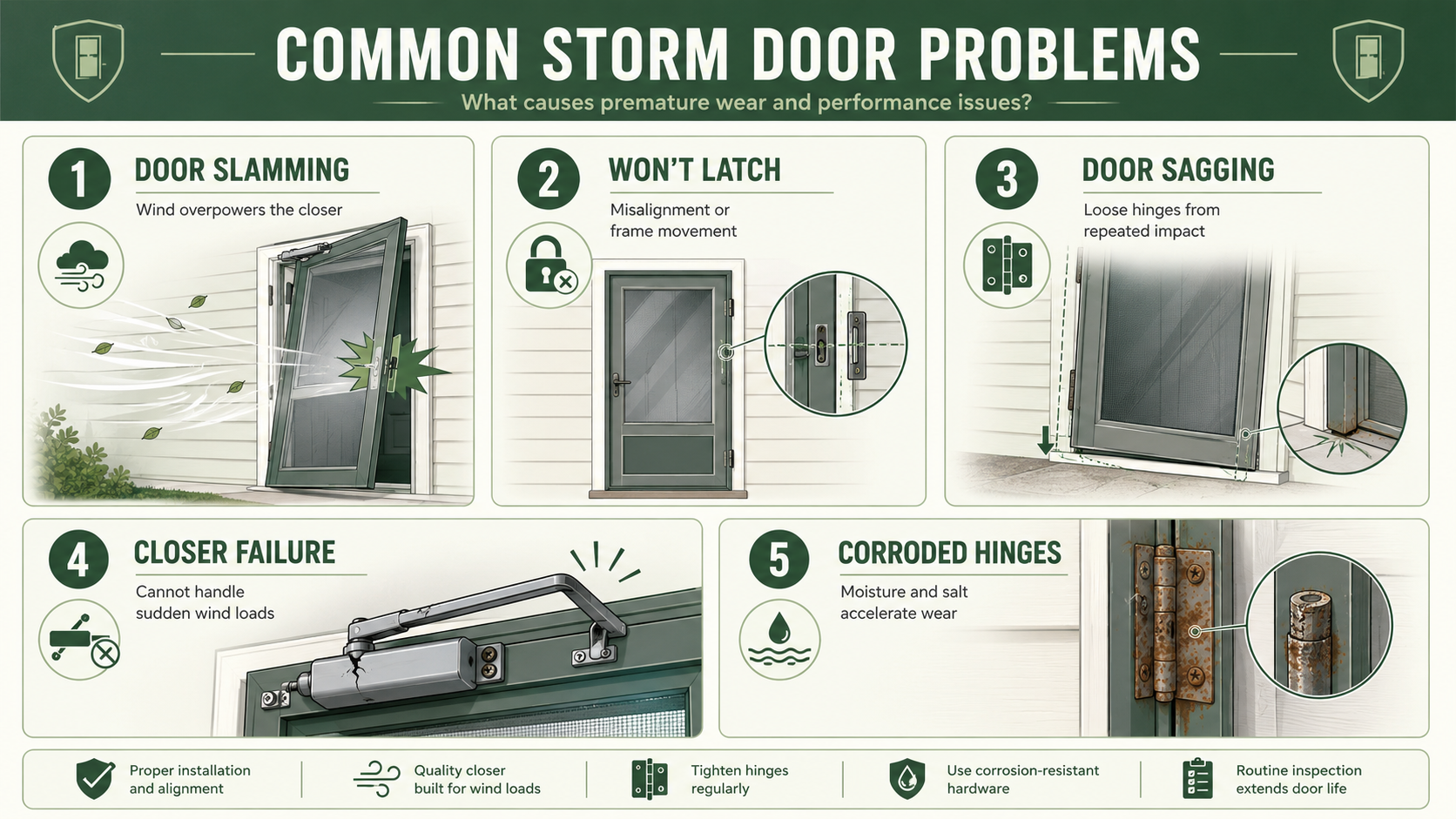 Common storm door issues explained