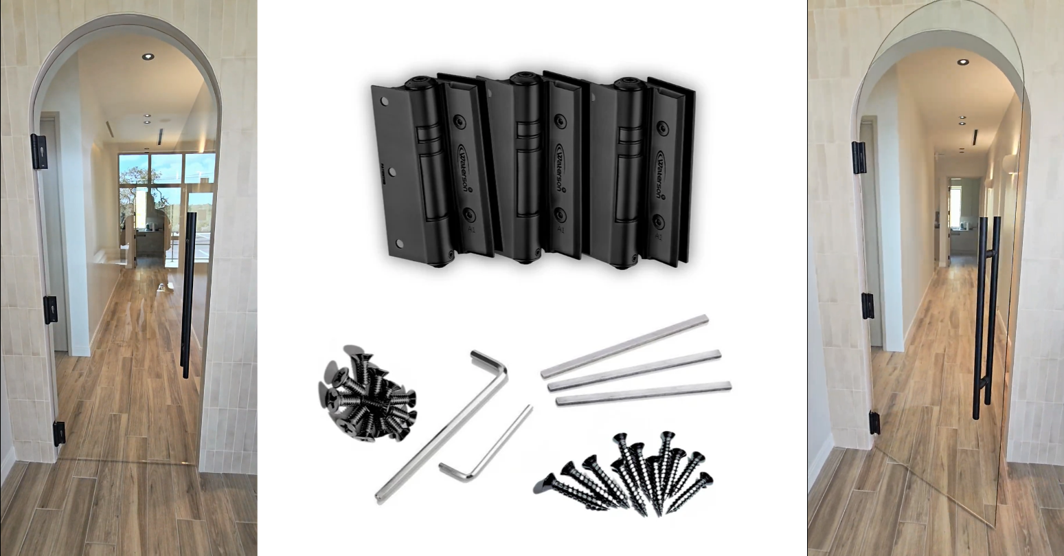 arch top frameless glass door hinges