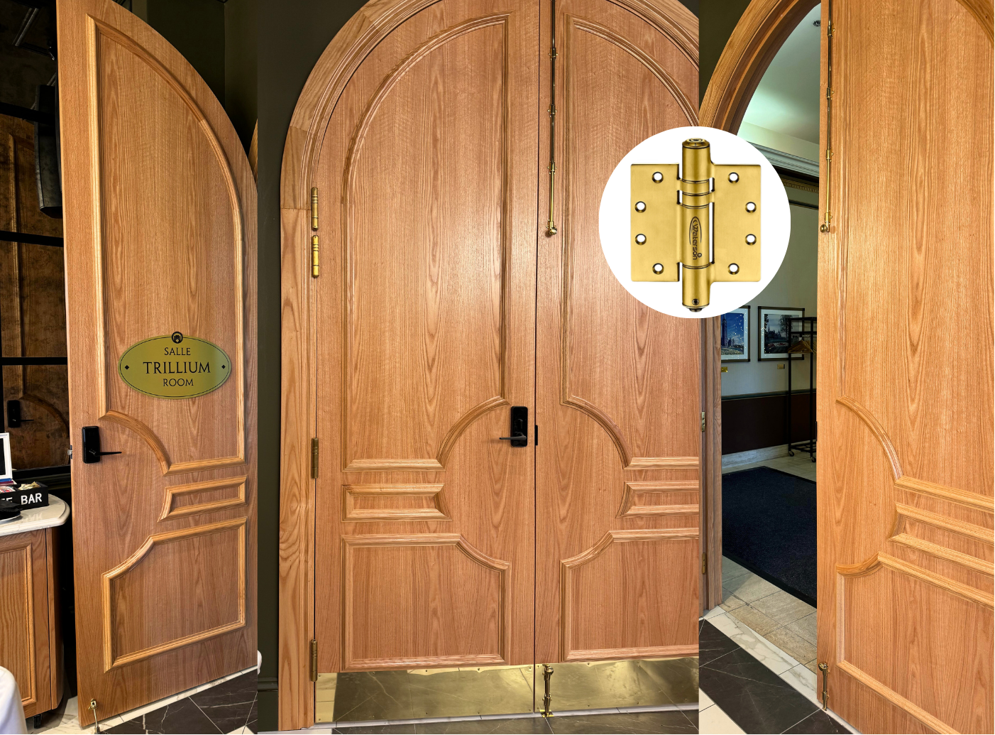 brass spring hinge for arched wooden door