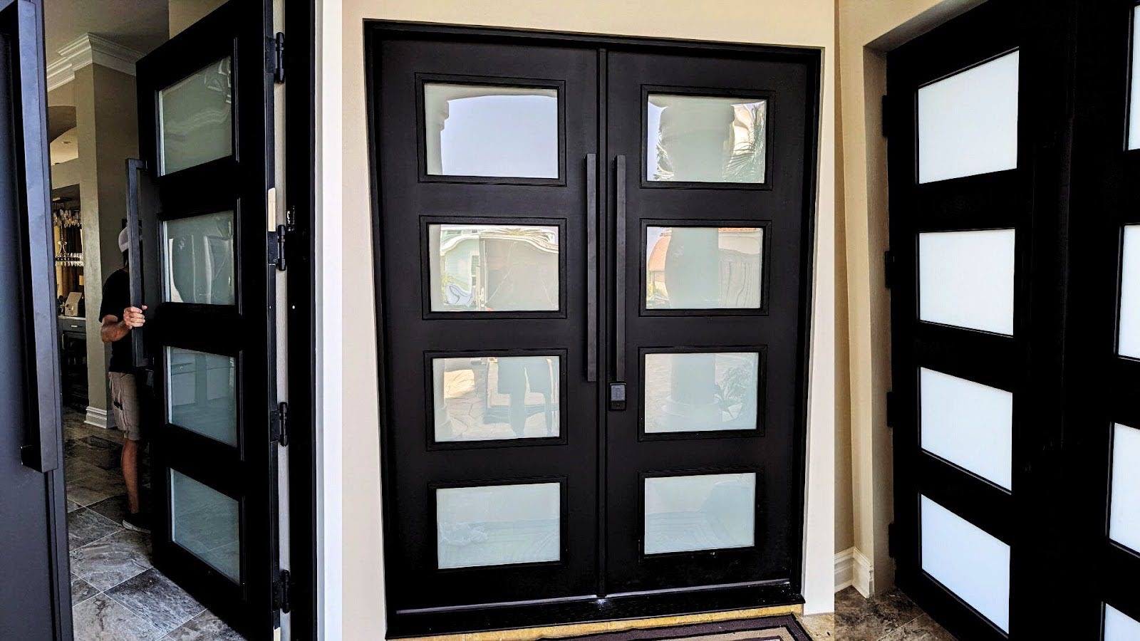 black door with black hardware