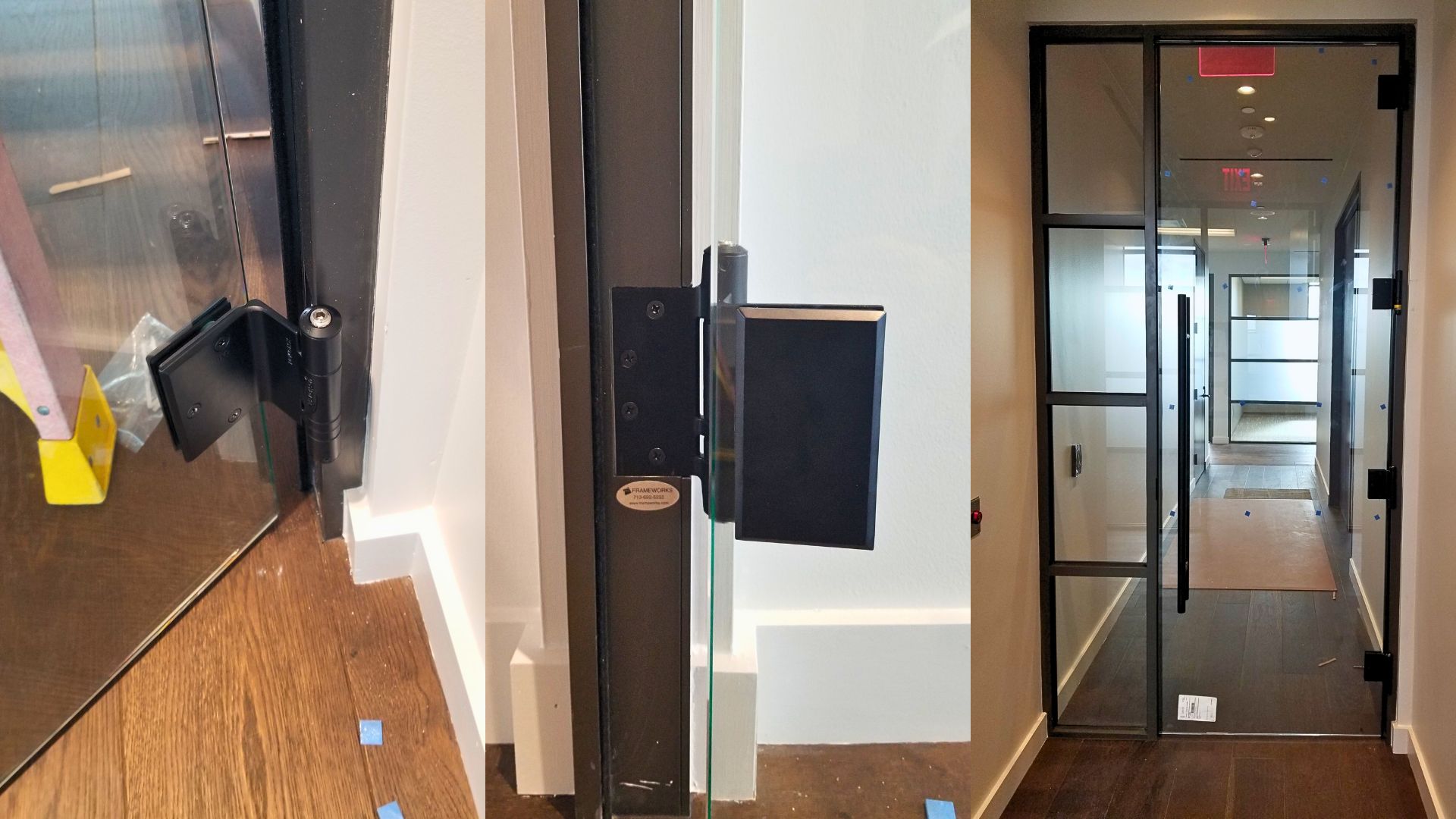 anti slip black glass hinges