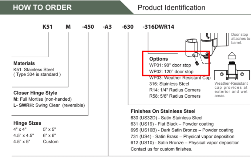 hold open and door stop on hinge