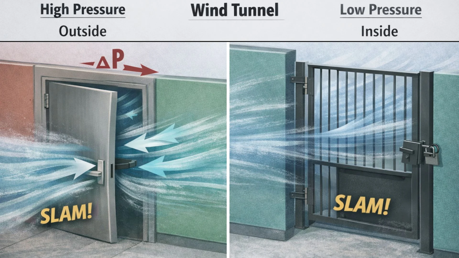 wind effect on door and gate