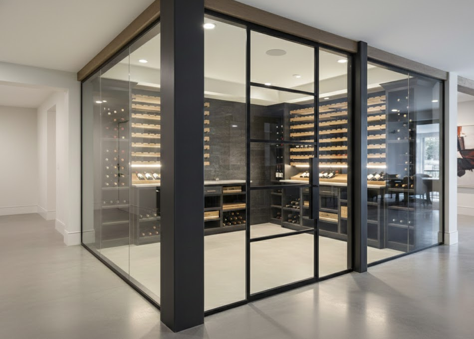 wine cellar glass door hinges